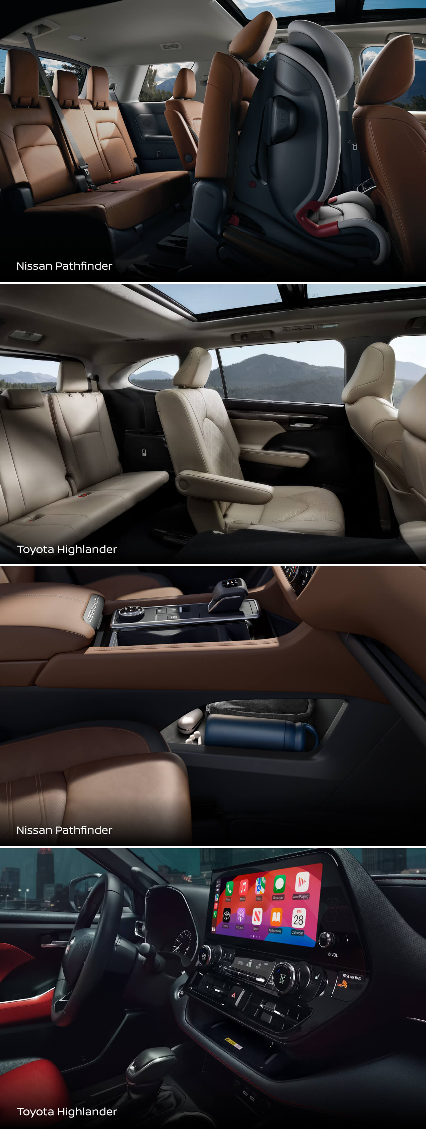 Nissan Pathfinder vs. Toyota Highlander Size
