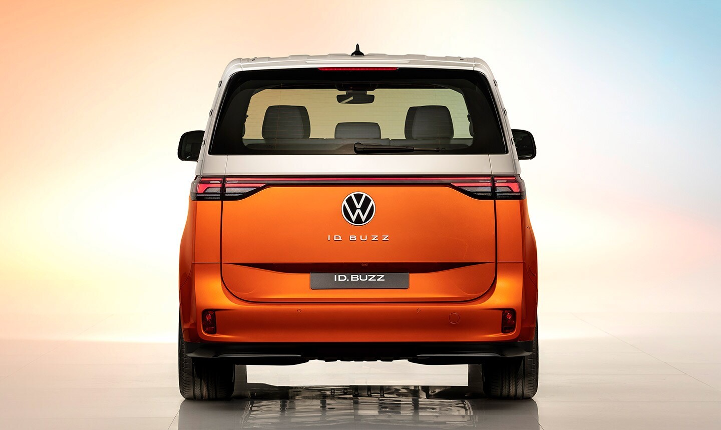 Volkswagen ID.BUZZ - Rear Exterior View Rear view of the Volkswagen ID.BUZZ showcasing its sleek design and modern taillights.