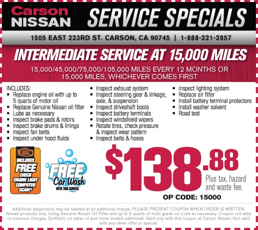 Nissan service coupons brakes