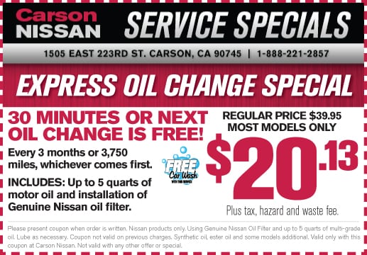 Coupons for oil change at nissan #4