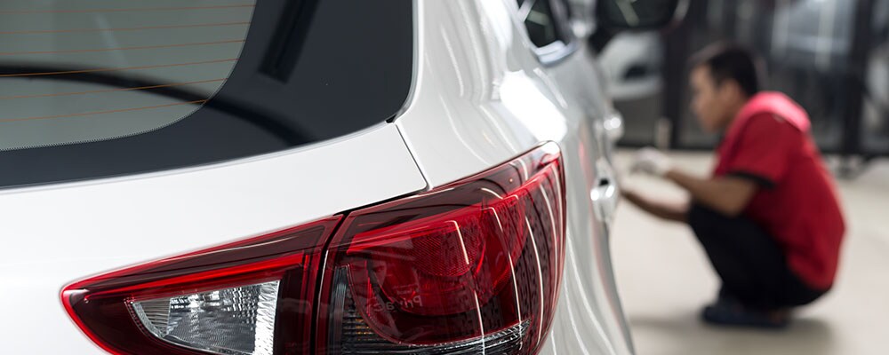 Waxing White Car