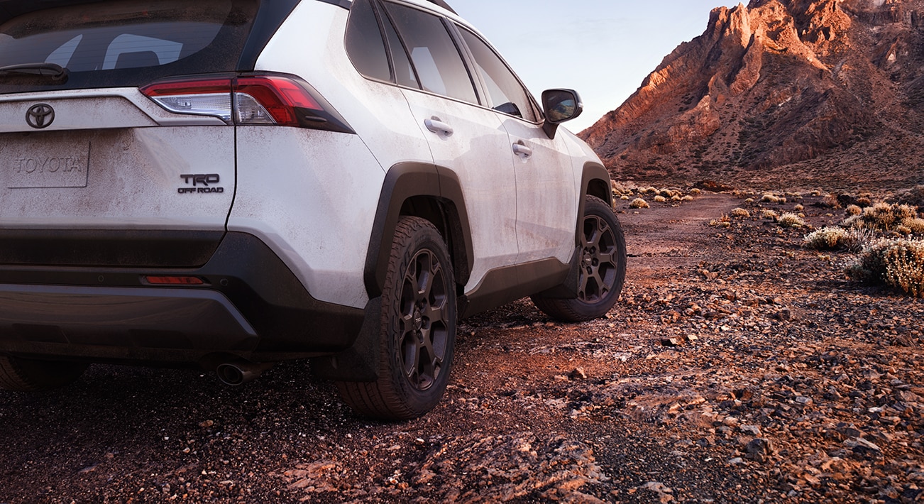 Performance features of the 2020 Toyota RAV4 at Johnstons Toyota | White 2020 RAV4 tailend
