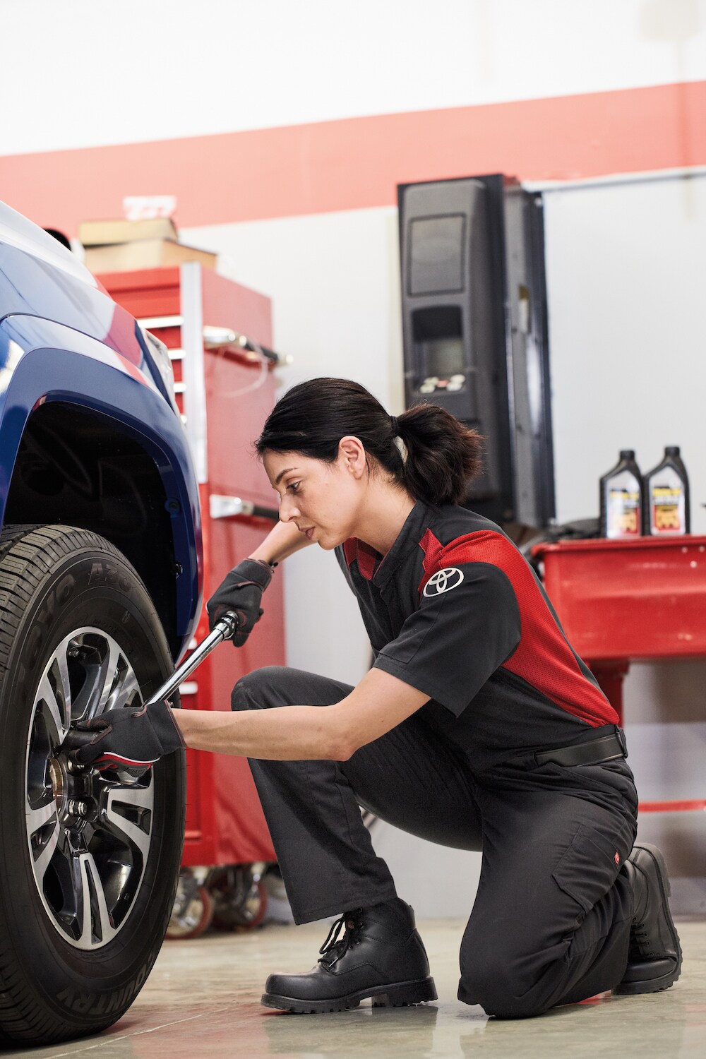 How to check your tires' health at Johnstons Toyota of New Hampton | Toyota Technician checking out car tire How to check your tires' health at Johnstons Toyota of New Hampton | Toyota Technician checking out car tire