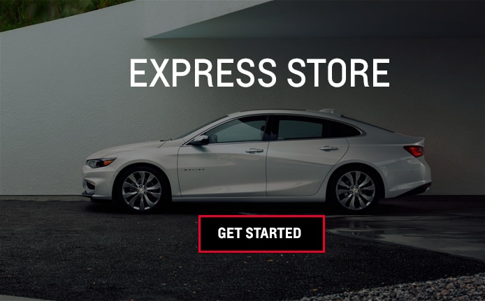 Photo of a Chevrolet Malibu and text that says Express Store - Get Started