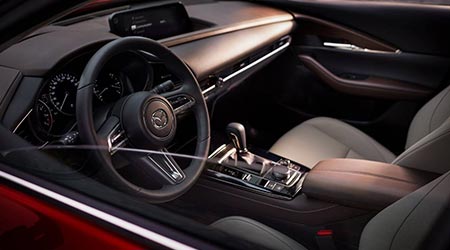 cx30_interior.jpg new 2020 mazda cx30 gray and black leather interior