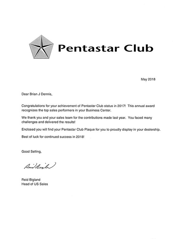 Pentastar Club Status 2017