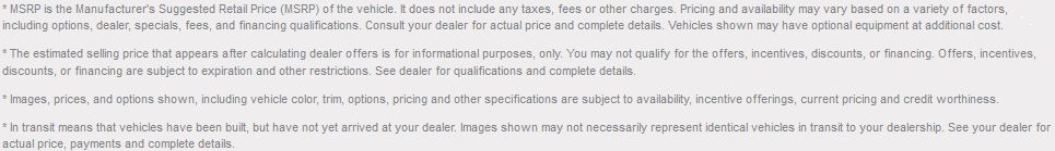 East Tennessee Dodge New Vehicle Disclaimer