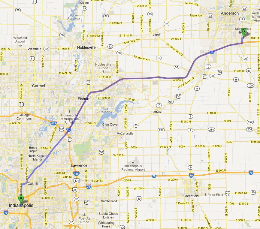 Indianapolis to Anderson
