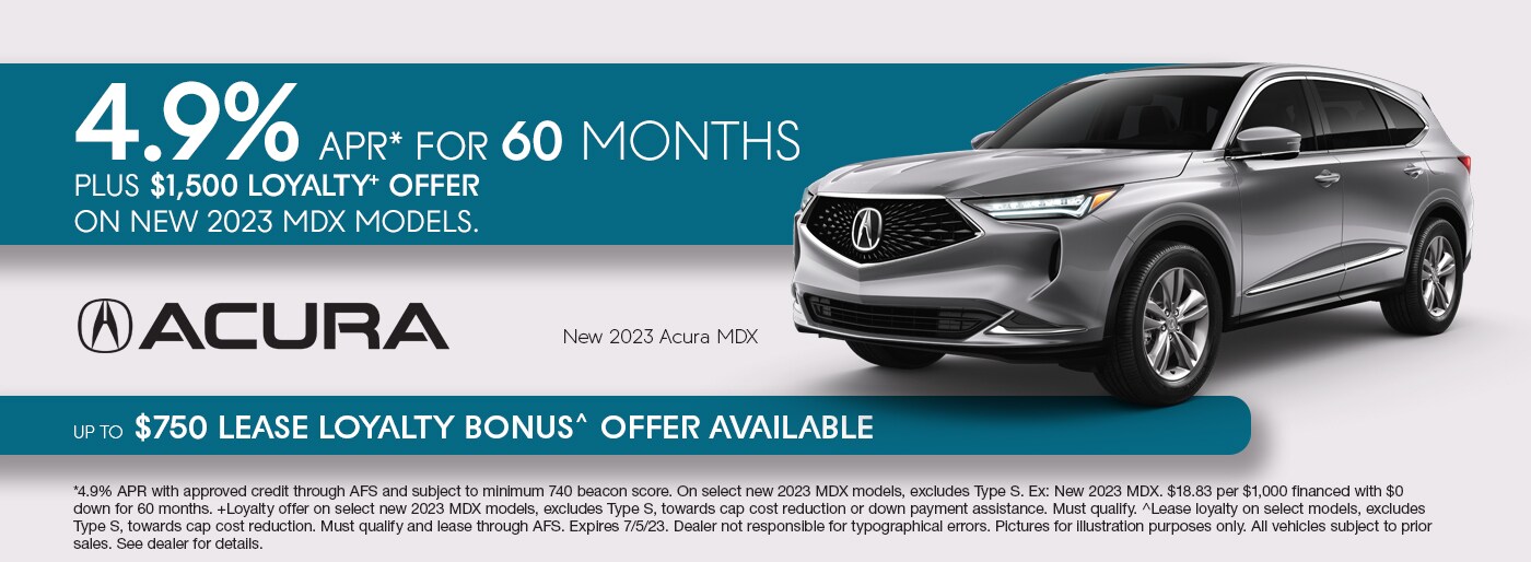 4.9% APR for 60 Months on New 2023 MDX Models
