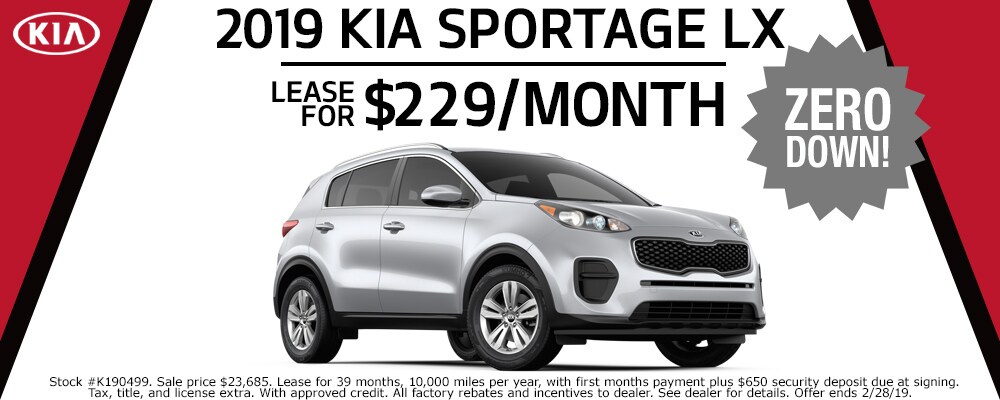 2019 Kia Sportage lease deals at our Council Bluffs Kia dealership near Papillion