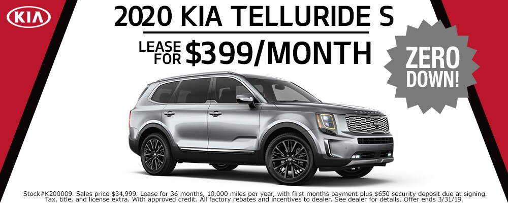 2020 Kia Telluride lease deals at our Council Bluffs Kia dealership near Papillion