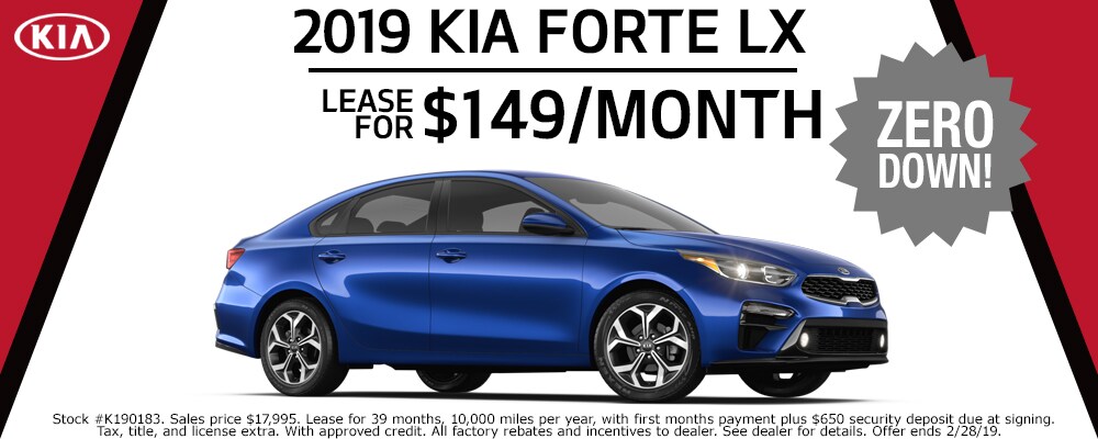 2019 Kia Forte lease deals at our Council Bluffs Kia dealership near Omaha