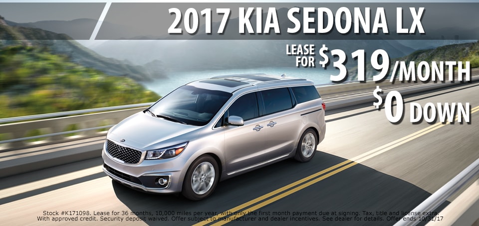 2017 Kia Sedona lease for only $319.00 a month