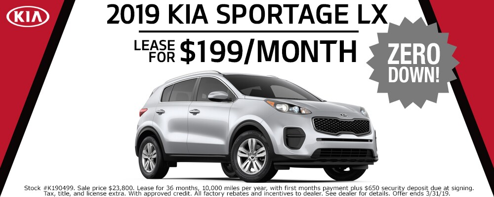 2019 Kia Sportage lease deals at our Council Bluffs Kia dealership near Papillion