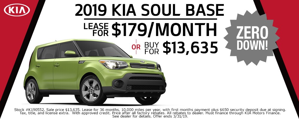 2019 Kia Soul lease deals at our Council Bluffs Kia dealership near Omaha