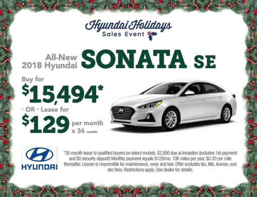 Buy 2018 Sonata $15,494 or Lease for $129