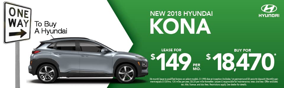 2018 Hyundai KONA lease $149
