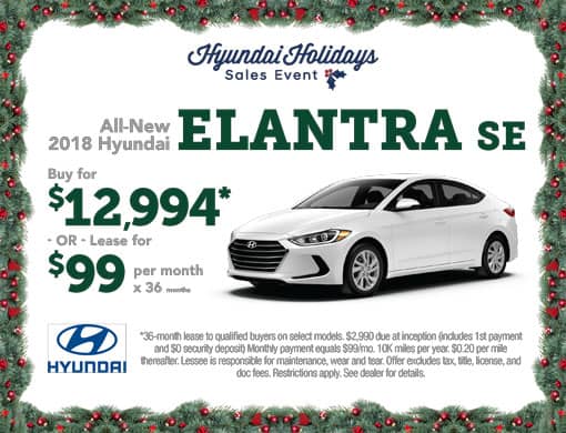 Buy 2018 Elantra for $12,994 or Lease for $99