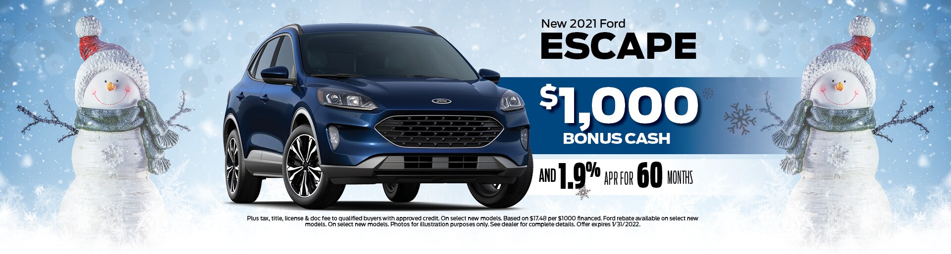 New 2021 Ford Escape with $1,000 bonus cash and 1.9% APR for 60 months | Ellsworth, WI