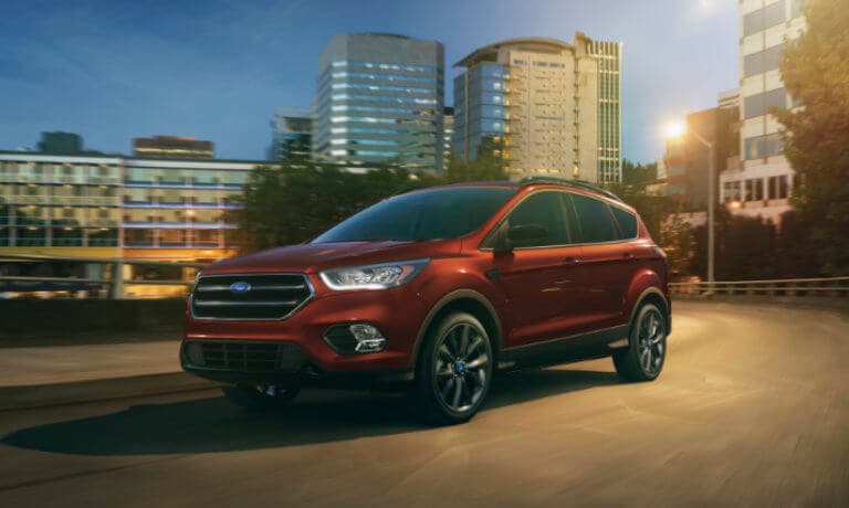2019 Ford Escape driving at night exterior view