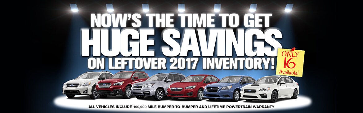 Huge Savings on 2017 Leftover Inventory from Exeter Subaru