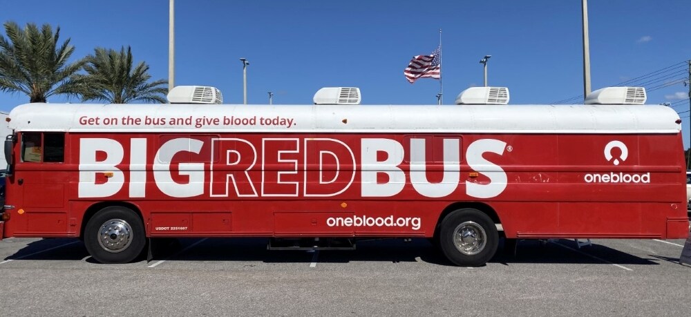 ONE BLOOD donation BUS in front of Ferman Volvo Cars of Tarpon Springs June 2021 1000x459.jpg
