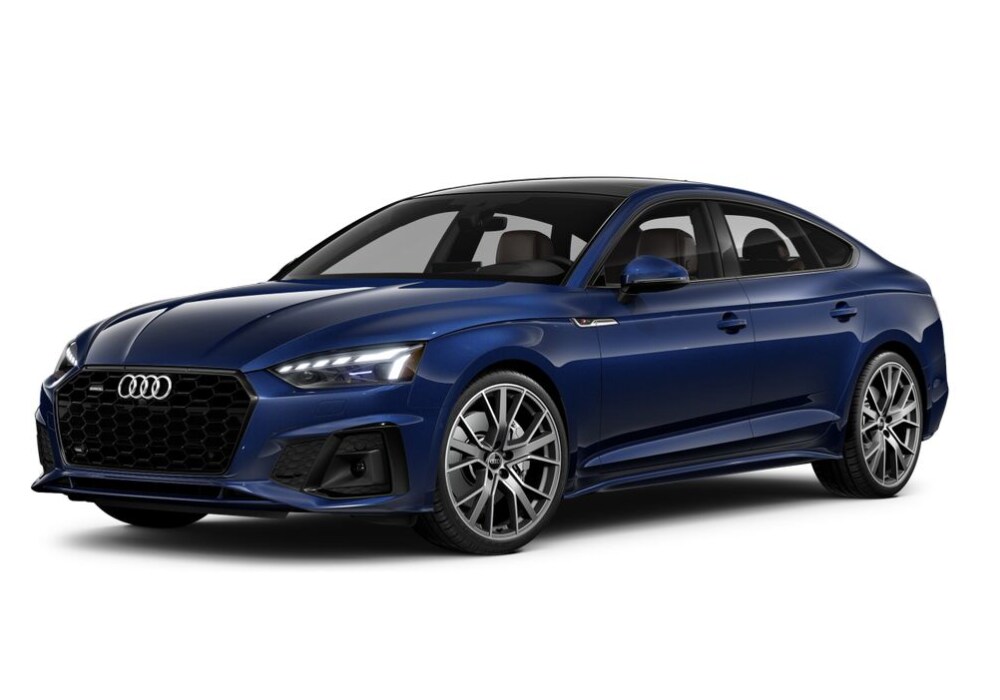 audi-a5-sportback.png Stock photo of dark blue Audi A5 Sportback in front of a white background