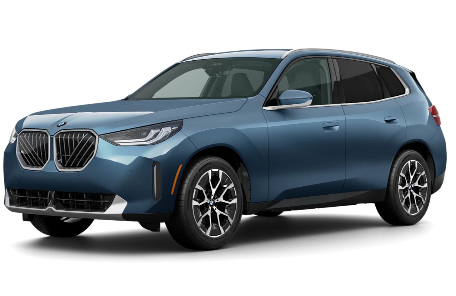 bmw-x3-offers-flow-bmw.jpg Front driver side view of the new 2024 BMW X3, shown in exterior color Arctic Race Blue metallic