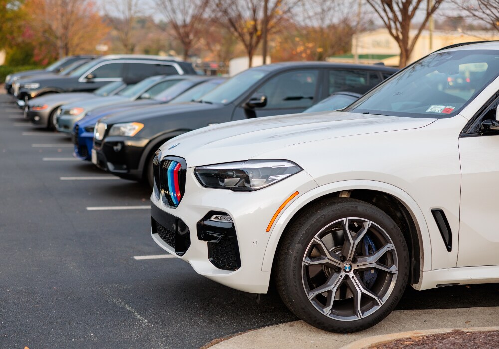 used-cars-for-sale-charlottesville.png Lineup of used BMW cars for sale in the parking lot of BMW of Charlottesville