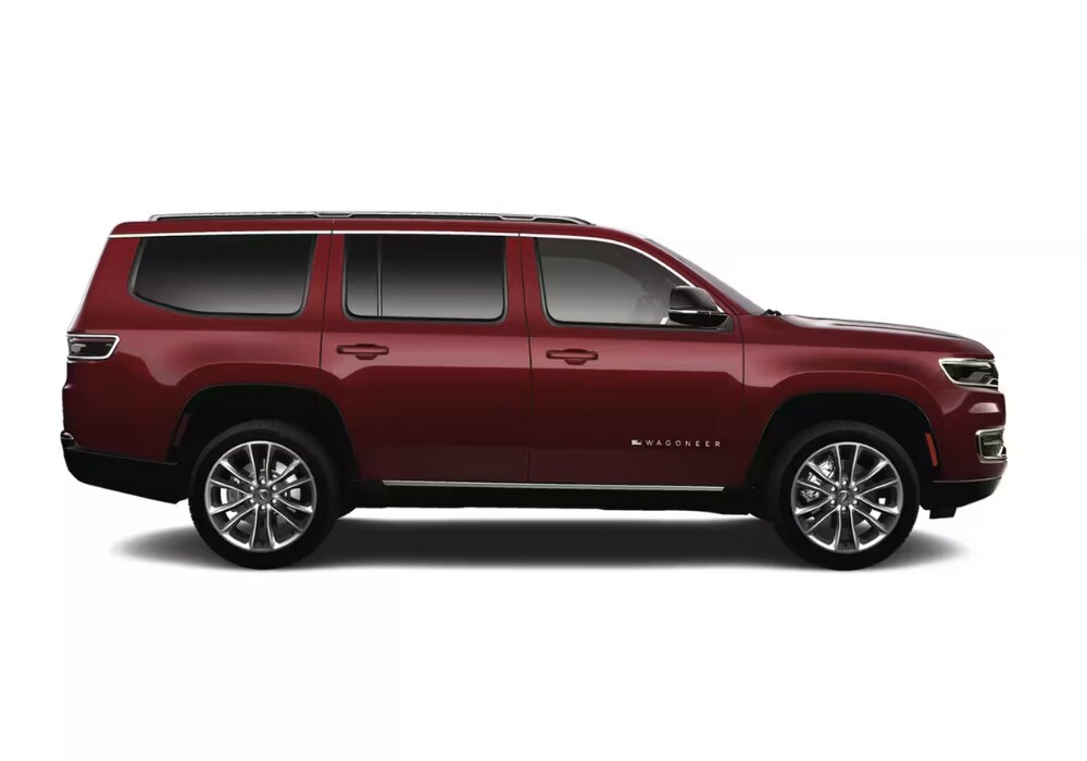 jeep-wagoneer-for-sale-charlottesville.png Side view of a dark red Jeep Wagoneer in front of a white background