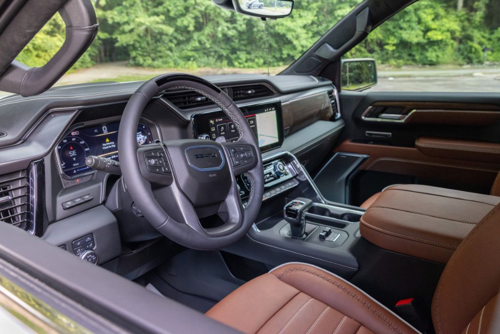 sierra-1500-interior-greensboro.jpg GMC Sierra 1500 Interior. Seats are made of brown leather