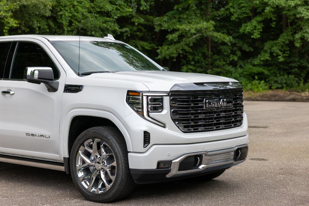 2024-gmc-sierra-1500-denali-for-sale.jpg Front shot of the 2024 GMC Sierra 1500 Denali at Flow Buick GMC Greensboro