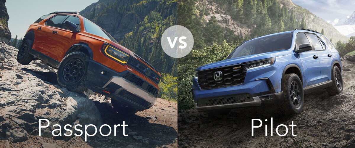 honda-passport-vs-pilot-comparison.jpg Honda Passport and Honda Pilot pictured next to each other