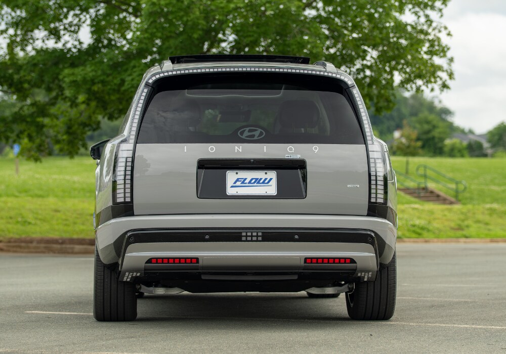 2025-hyundai-ioniq-6-for-sale-near-me.png The rear of a 2025 Hyundai IONIQ 9 for sale in Statesville. The Hyundai logo is visible on the back of the car
