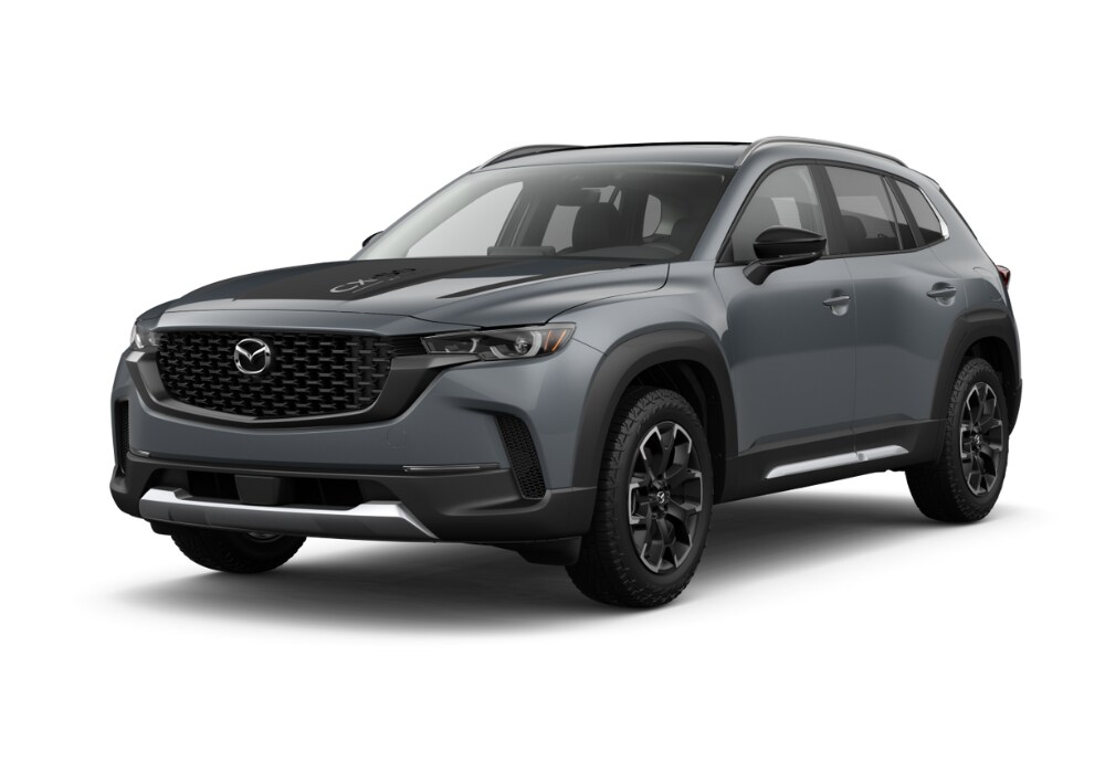 2025-mazda-cx50.png Gray 2025 Mazda CX-50 in front of a white background