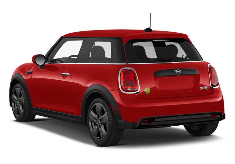 mini-hardtop-2-door-for-sale.jpg Rear left stock photo of the 2024 Mini Cooper Electric Hardtop 2 Door in the color red for sale at Flow MINI