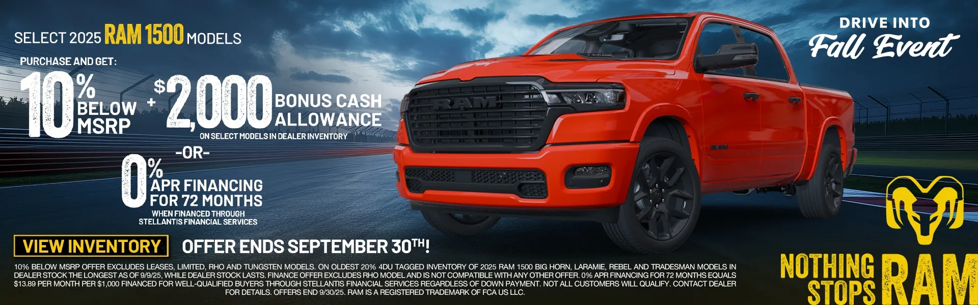 2025 RAM 1500 Fall special banner