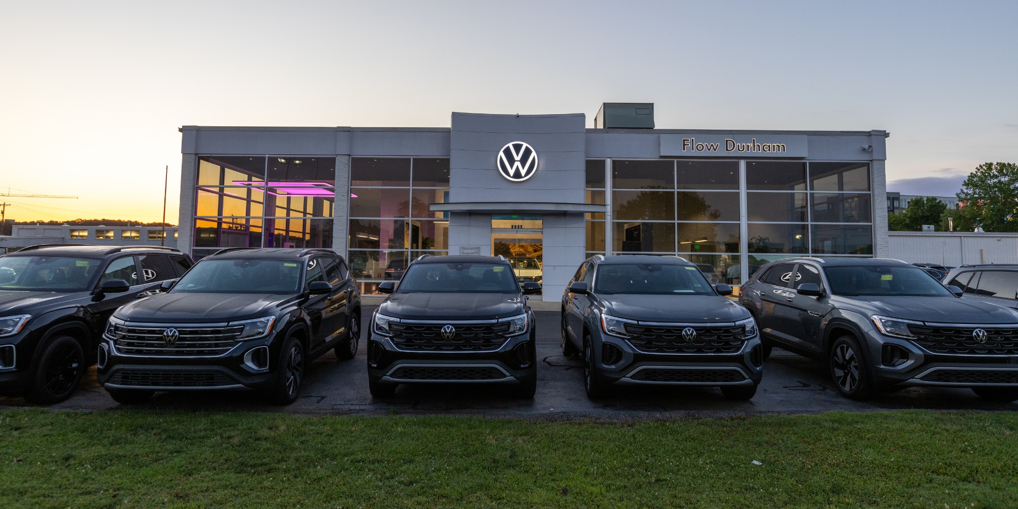 VW_Durham_Storefront.png Storefront of Flow Volkswagen dealership in Durham, NC. Located near Chapel Hill and Raleigh.