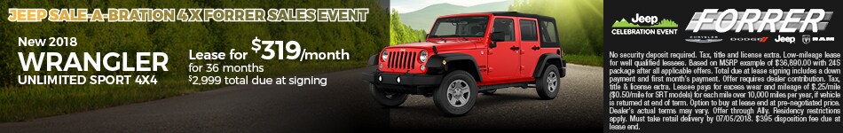 Jeep Sale-a-bration Jeep Wrangler Lease Offer at Forrer
