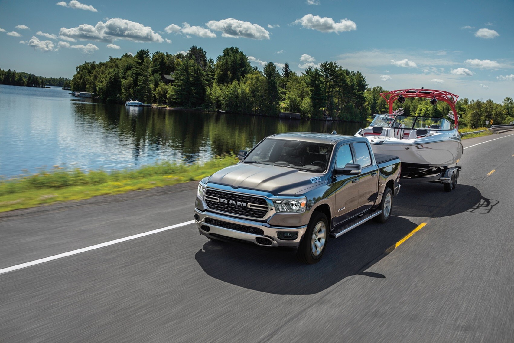 New Ram Truck Towing a Boat