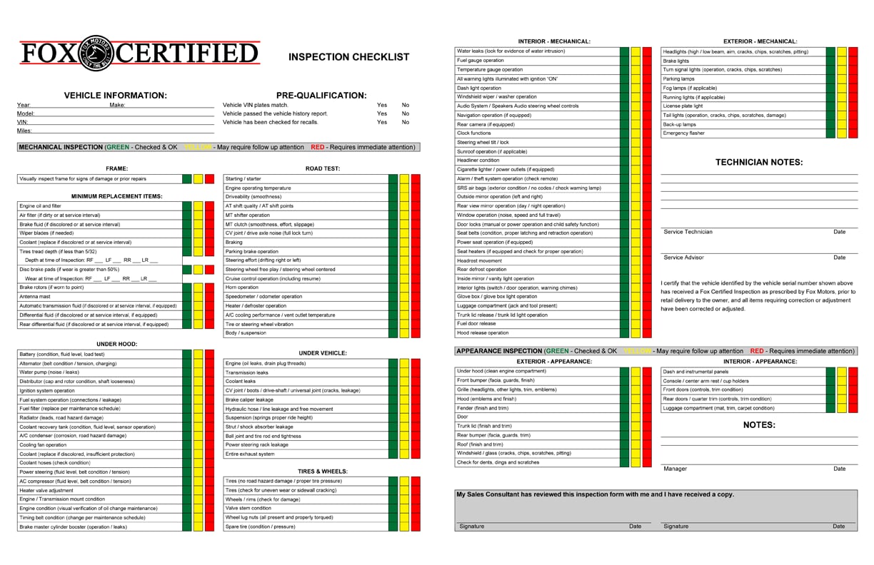 Honda certification checklist #7