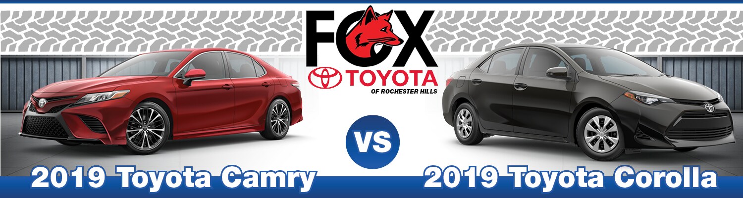 2019 Toyota Camry vs. 2019 Toyota Corolla A comparison of the 2019 Toyota Camry and Corolla