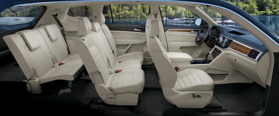 2019 Volkswagen Atlas interior The interior seating arrangement on the 2019 VW Atlas