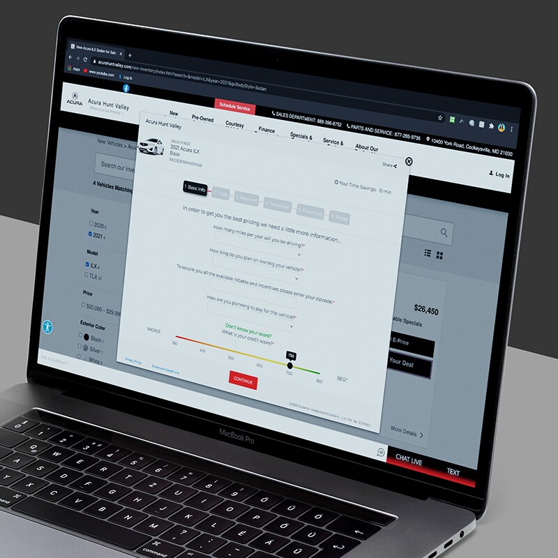Buy from your Couch at Acura Hunt Valley | Filling Out Basic Info