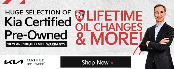 Huge Selection of Kia Certified Pre-Owned 10-Year / 100,000-Mile Limited Warranty Lifetime Oil Changes & More!