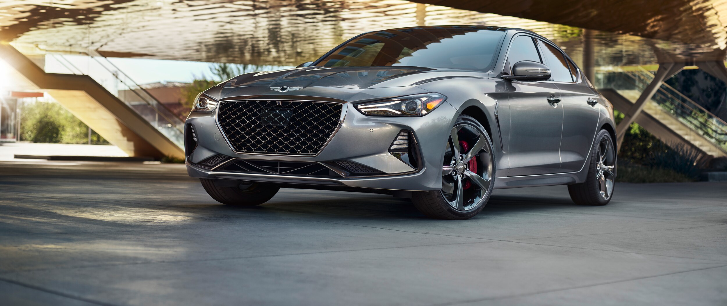 2021 Genesis G70 at Genesis of Irving 2021 Silver Genesis G70 front of vehicle shot