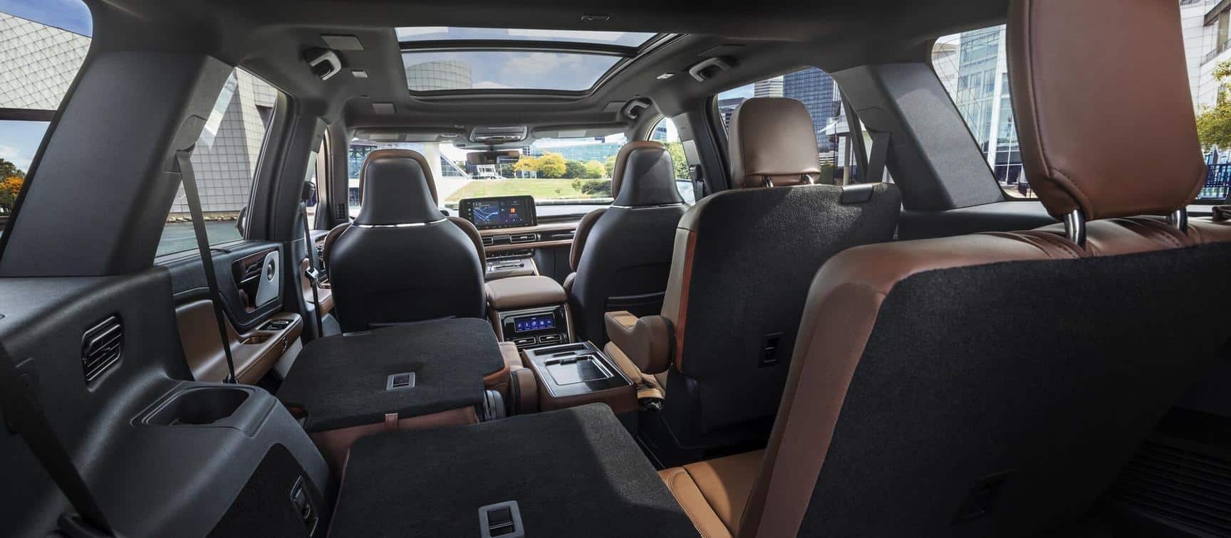 Interior of the 2026 Lincoln Aviator showing the dashboard and front seats.