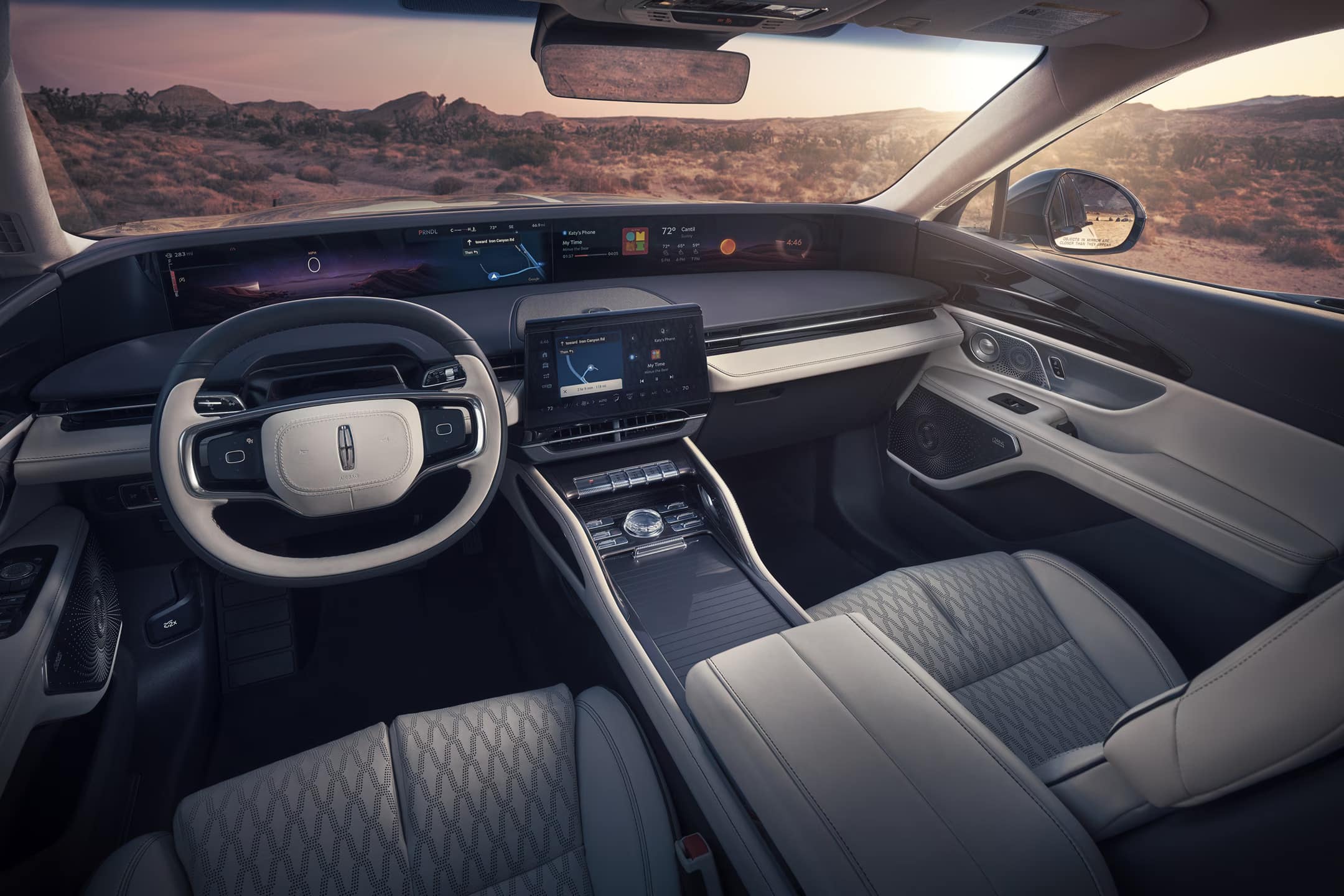 Luxurious interior of the 2025 Lincoln Nautilus SUV with its panoramic display.