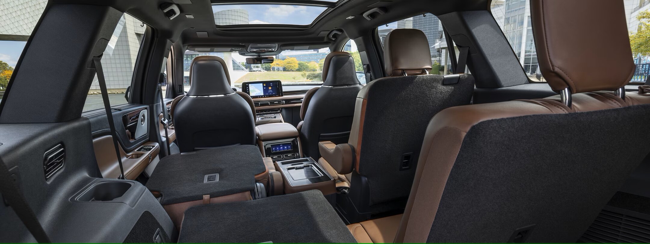 Generous cargo space in the 2026 Lincoln Aviator with rear seats folded.