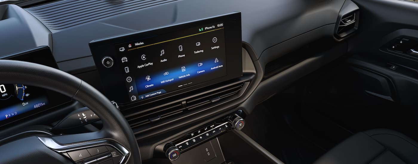 2024 Chevy Silverado EV - Screen.jpg A close up shows the infotainment screen in a 2024 Chevy Silverado EV.